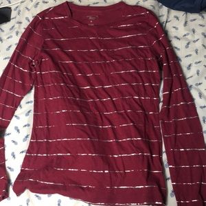 Bass Co Maroon and Silver Striped Long Sleeve